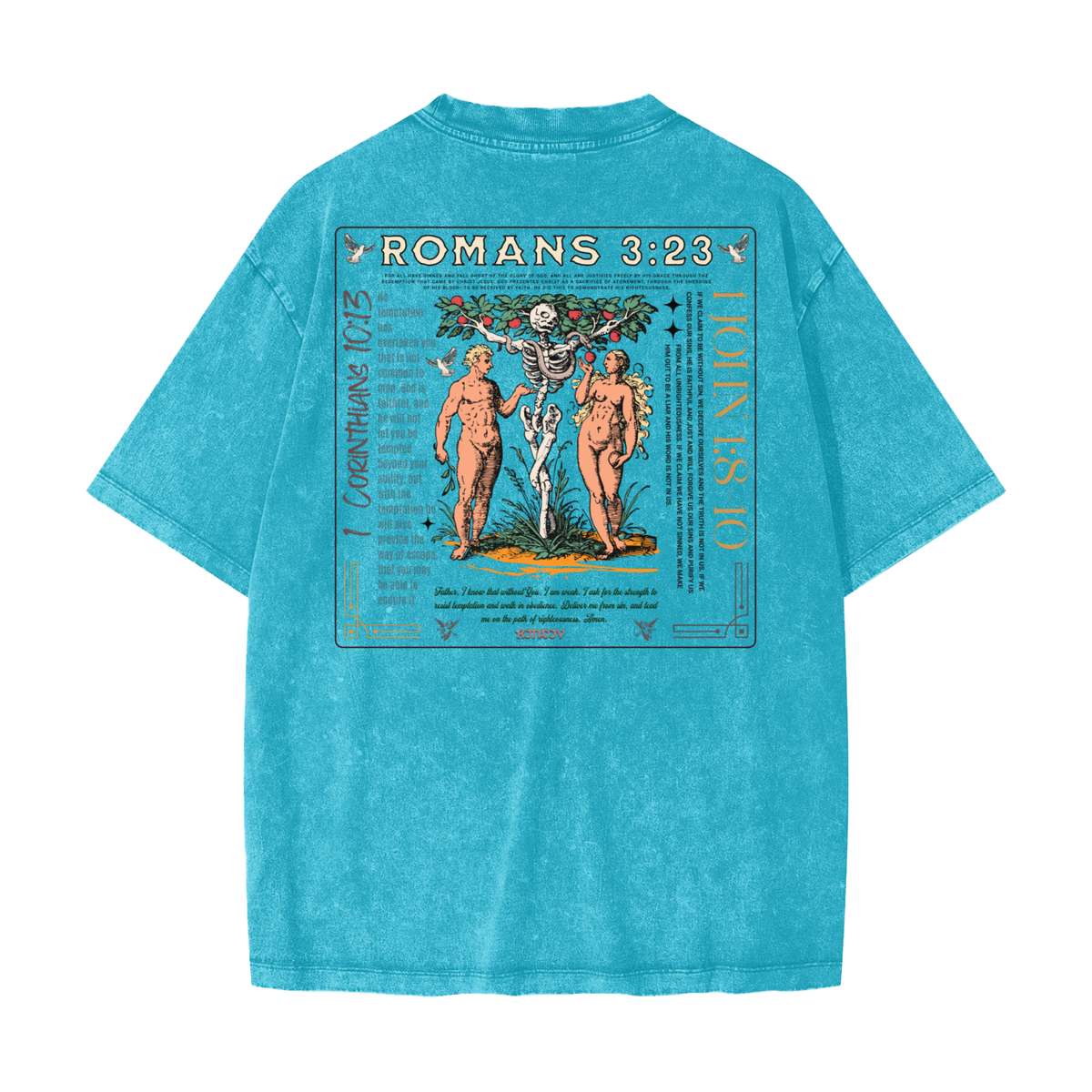 SIN - Streetwear American Vintage Waxed Dyed Washed  Heavyweight 100% Cotton T-Shirt