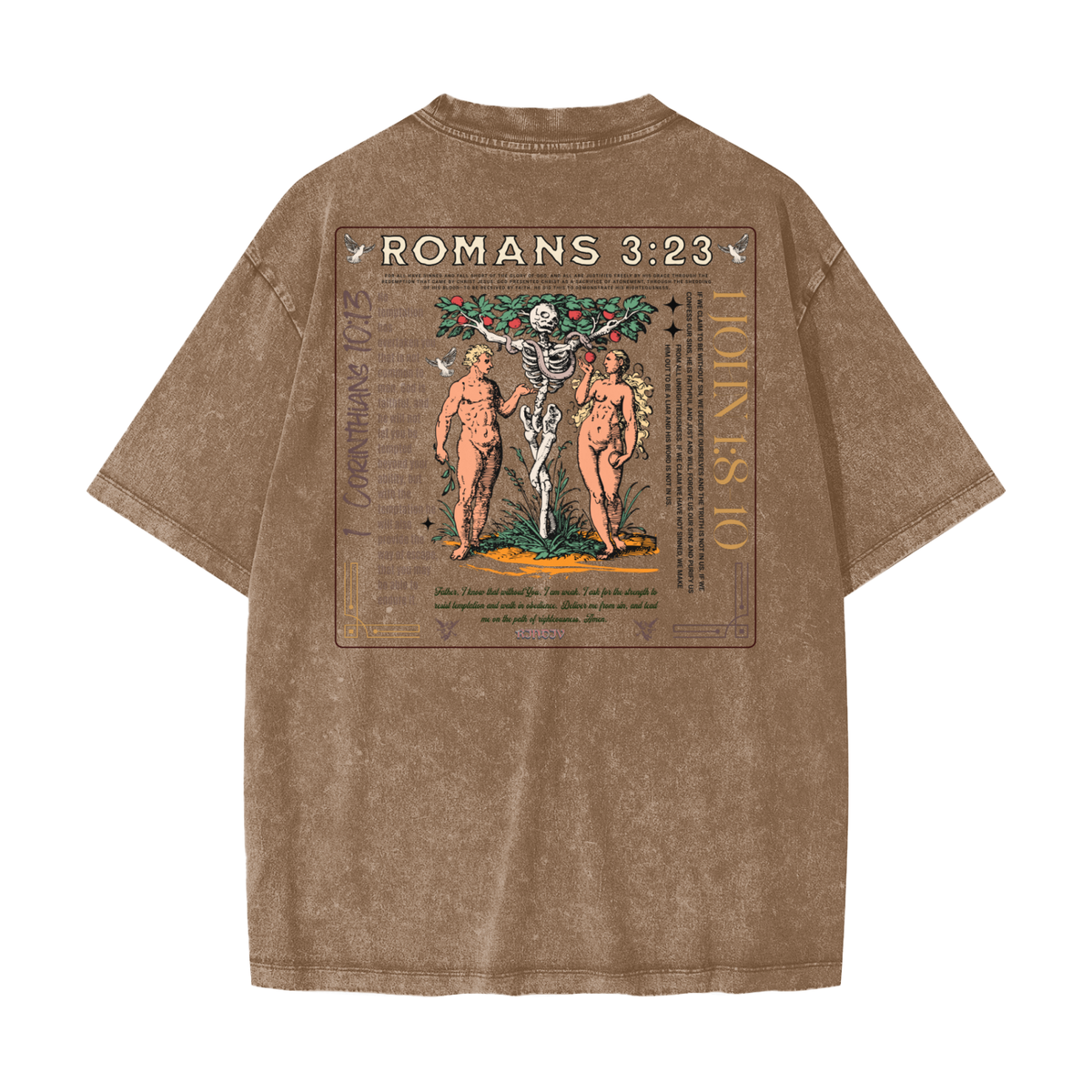 SIN - Streetwear American Vintage Waxed Dyed Washed  Heavyweight 100% Cotton T-Shirt